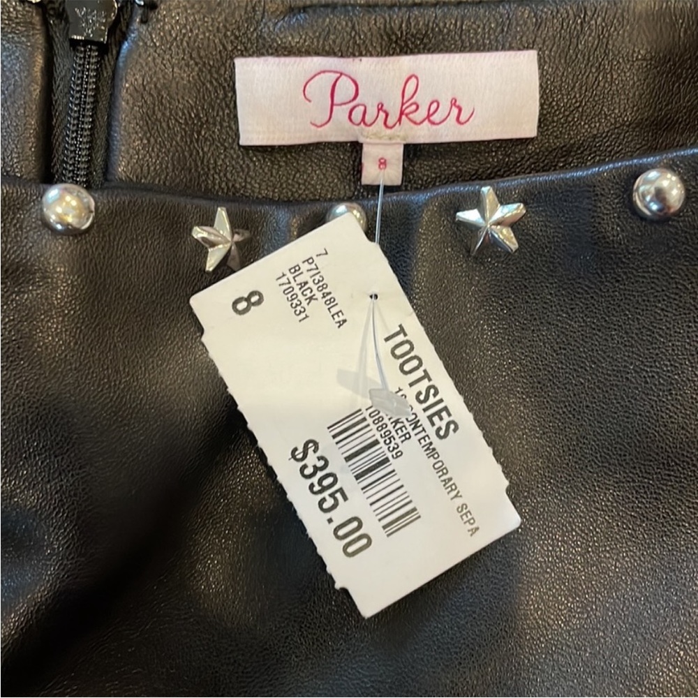 NWT- Parker Cyrus Studded Leather Flounce Mini Skirt - Picture 4 of 5